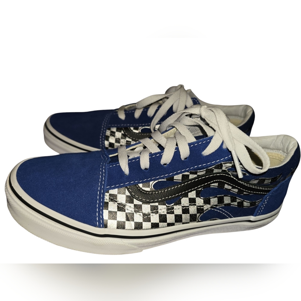 Vans Blue and Black Checkered Sneakers